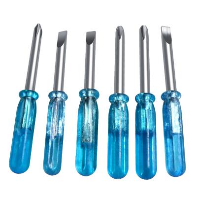 China Nickel 3.0 Mini 3.0 PH0 Precision Screwdriver 45mm Aluminum Bronze Transparent Blue Plastic Cross and Flathead Screwdrivers for sale