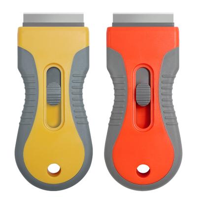 China Soft Plastic+steel handle safety stained glass cleaning scraper razor blade scraper with metal and plastic blade for sale