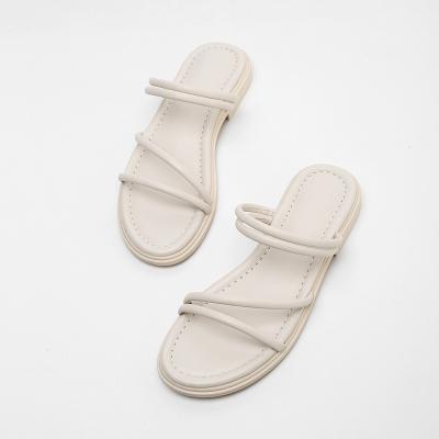 China Fairy Style Toe Leather Sandals For Women Open Toe Fashion Trend Flat Sandals for sale