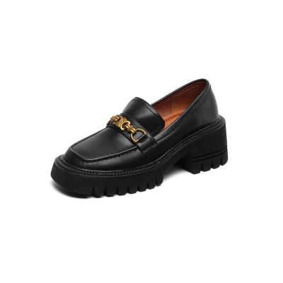 China British Style Flat 2022 New Women Loafers Leather And Inside Thick-soled Women Platform Slip On Shoes for sale