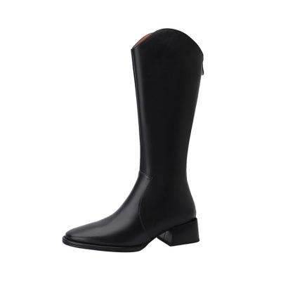 China Hot Selling High Quality Deodorization Manufacturers Shoes Led Thick Toe Knee High Leather Women's Boots for sale