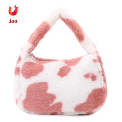 China Wholesale Vogue Fashion Ladies One Shoulder Armpit One Shoulder Milk Pattern Bag Cross - Body Bag Milk Pattern Plush Bag for sale