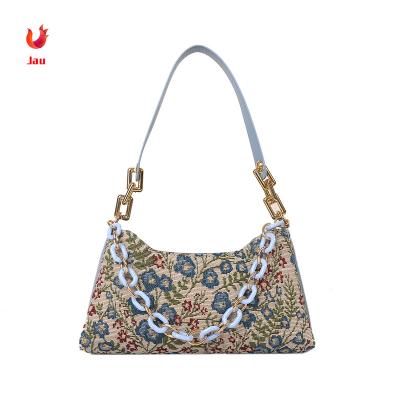 China Wholesale Popular Floral One-Shoulder Flower Armpit Fabric Small Vogue Style Bag Armpit Cross-Body Square Bag Popular Bag for sale