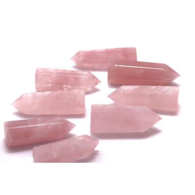 China Energy Rose Crystal Quartz Tower Hexagonal Healing Lucky Natural Crystal Point Wand from China Wellness for sale