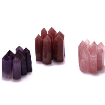 China High Quality Hexagonal Textured Health China Crystals Healing Stones Dominate Crystal Wand Point for sale