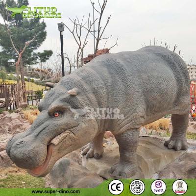 China Theme park decoration fiberglass hippo statue exhibit LT-BB-HM-H2 for sale