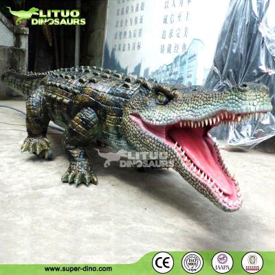 China Artificial Outdoor Sculpture Fiberglass Resin Life Size Crocodile For Sale for sale