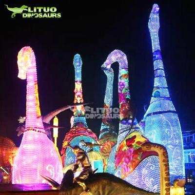 China Chinese park lantern light festival illuminated lantern silk dinosaur for sale