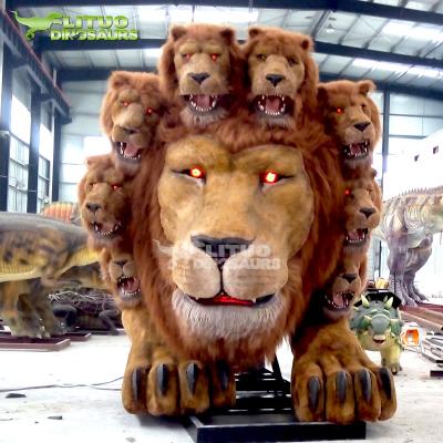 China Outdoor Customized Model Big Animal Lion Head Haunted House Theme Park Animatronic for sale