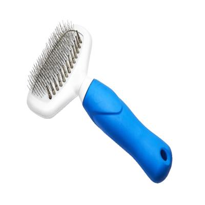 China Sustainable Wholesale Plastic Non-Slip Handle Hair Grooming Factory Slicker Brush With Rake For Dog for sale