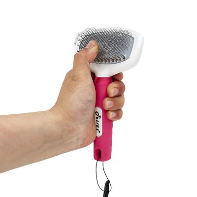 China Sustainable Wholesale Plastic Non-Slip Handle Hair Grooming Factory Slicker Brush With Rake For Dog for sale