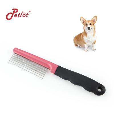 China Workable Pet Uneven Length Pin Comb Long Handle Grooming Brush Pampers Open Knot Comb for sale