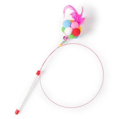 China Viable Interactive Ball Rod Cat Toy With Bell Enigma Cat Pet Colorful Ball Stick for sale