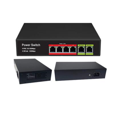 China POE Ethernet switch 4 port poe 100 mbps switch controlled 2 port RJ45 100Mbs network POE switch for IP camera CCTV camera system for sale