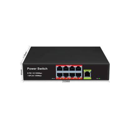 China LACP OEM factory 10/100M 8 port POE switch with 1 unmanaged industrial uplink 100M Ethernet poe switch for sale