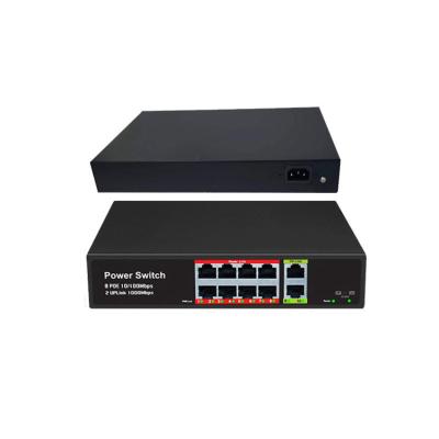 China POE 100mbps 8*poe port 802.3af / 802.3at 2*1000mbps uplink port Ethernet switch changer for sale