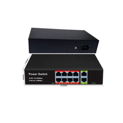 China LACP 8 Poe Port Network Switch with 2 Uplink Poe Port Switch 10/100mbps for sale