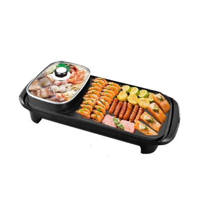 China Multi-Function Family BBQ Household Barbecue Non-Smoking Dual-Use Electric Grill With Hot Pot for sale