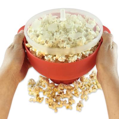 China Manufacturer Eco-Friendly Free Bowl Snap Microwave BPA Silicone Collapsible Popcorn Bucket With Lid for sale