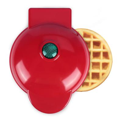 China Mini Electric Home Cookies Maker Mini Electric Kids Nonstick Outdoor Baking Flat Round Double Pan Waffle Maker For Cake Baking for sale