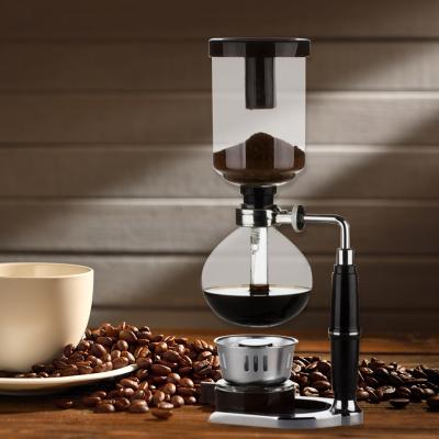 China Hotel 3 Cup Coffee Maker Siphon Siphon Tabletop Glass Coffee Maker for sale