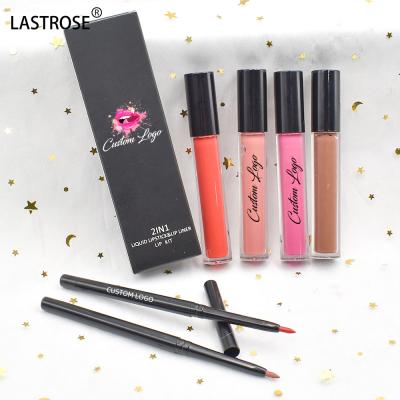 China Waterproof Lip Gloss / Wholesale Private Label Lipstick and Matte Lip Liner Lipstick Set Set Custom Waterproof Makeup Beauty Lip Gloss / Lipstick Set for sale