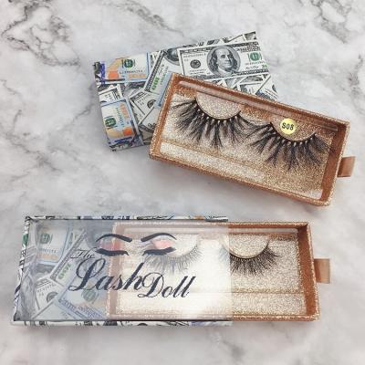 China Private Label Silver Dollar Packaging Box Thick 5D Mink Lashes 3D Long 25mm Lashes for sale