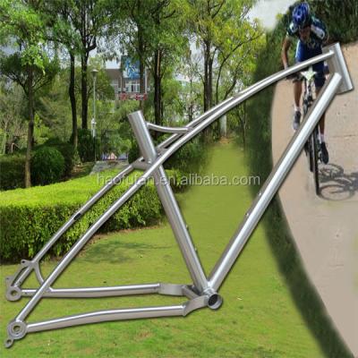 China Bend top tube; newest model 142*12 down tube bend through 26erX4.8 axle tires China mtb titanium alloy frame with twin top tube for sale