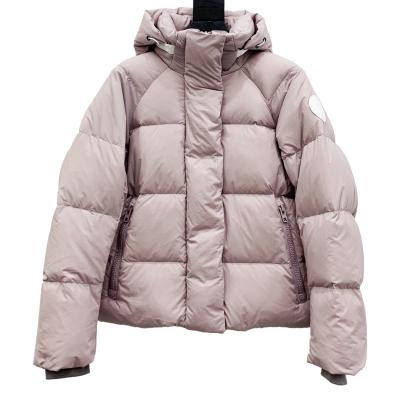 China Canada style waterproof high quality 90/10 white goose duck down real women's down jacket with CORDURA greige fabric and zipper 11-1 for sale