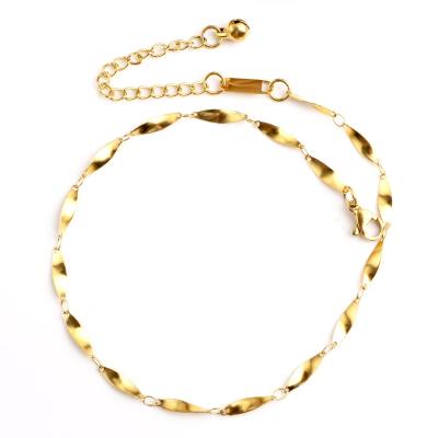 China High Quality VEROMCA Gold Female Ankle Chain Stainless Steel Chunk Anklet Beach Twisted Bare Bell 18K Chain for sale