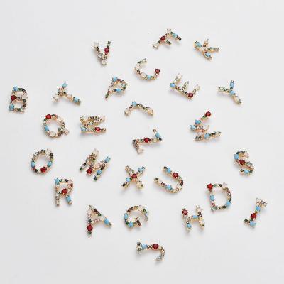 China Necklace Connector 26 English Letter DIY Inlay Zircon Necklace Jewelry Accessories Micro Pendant Letter Pendant for sale