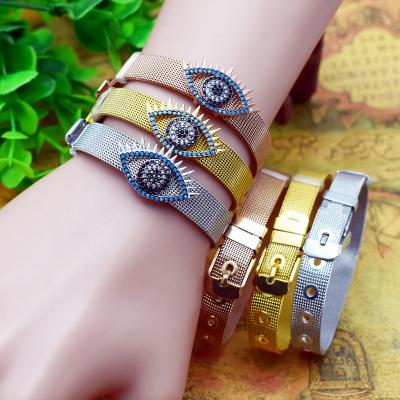 China VEROMCA Demon Eye Stainless Steel Strap CLASSIC Color Zirconium Stainless Steel Mesh Bracelet for sale