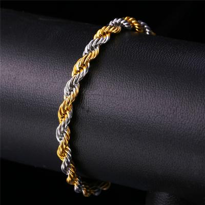 China VEROMCA CLASSIC Mens Twist Chain Bracelet 18k Gold Stainless Steel Twist Rope Chain Bracelet for sale