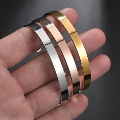 China Popular VEROMCA CLASSIC C Shaped Stainless Steel Simple Open Bangle Letter Custom Bracelet for sale