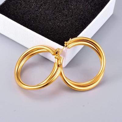 China VEROMCA Wholesale Double Color 18K Gold Thick Line Earring For Women Fashion Earring for sale