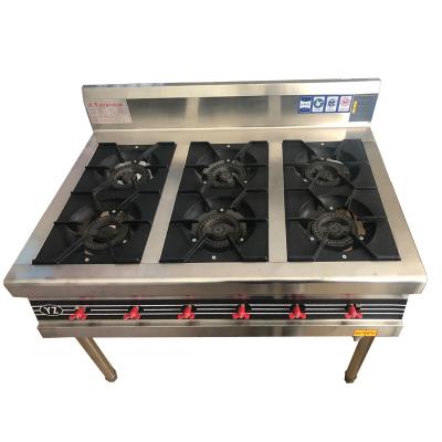 China Commercial Car Casserole Multi-Burner Clay Pot Stove Stainless Steel 6 Burner Gas Stove for sale