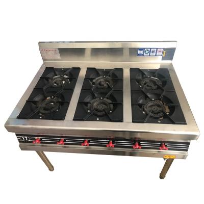 China Commercial Car Casserole Multi-Burner Clay Pot Stove Stainless Steel 6 Burner Gas Stove for sale