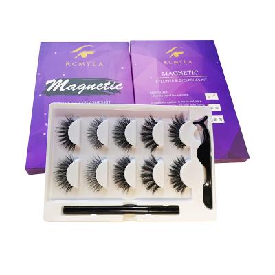 China Lightweight And Flexible Private Label Eyeliner Lash Kit 5 Pairs Magnetic Lashes Set for sale