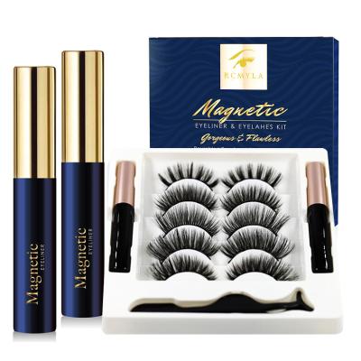 China 5 Pairs Lightweight and Flexible Reusable Magnetic Eyelashes Kit, 3D Magnetic Eyelashes Kit With Tweezers and 2 Tubes Magnetic Eyeliner for sale