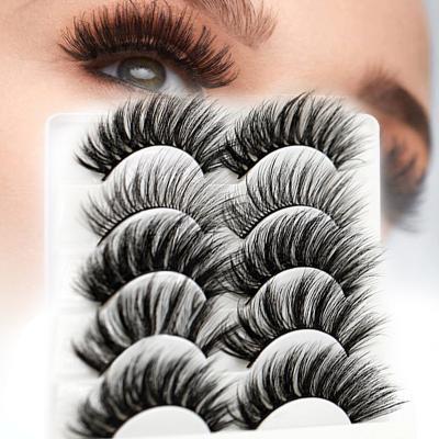 China Wholesale High Quality Light And Flexible False Eye Lash Private Label Faux Mink Effect Eyelashes 5 Pairs 3d Mink Eyelashes for sale