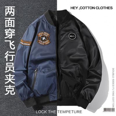 China Good quality popular oversized windproof mens reversible zipper fligh jackets with pockets spring and fall style for sale