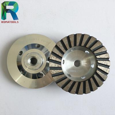 China Durable Aluminum Base Turbo Diamond Cup Grinding Wheel for Concrete Marble and Granite for sale