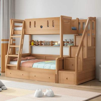 China Wholesale Customized Modern Bunk Bed High Quality Solid Wood Children's Double Bed Furniture Bed With Shelf for sale