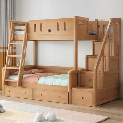 China Modern Bedroom Furniture Bunk Bed Solid Wood Children's Bed With Shelf And Drawer for sale