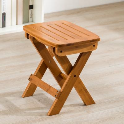 China Household Foldable Shoe Rectangle Changing Sharp Sneak Foldable Portable Wooden Stool Nanzhu Bamboo Wood Furniture for sale