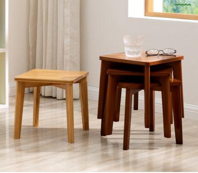 China Modern Household Space Saving Sharp Wood Square Stool Creative Bamboo Wood Furniture for sale