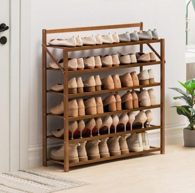 China 2-Tier Collapsible Rise Without Installation Foldable Shoe Rack Shoe Cabinet Portable Bamboo Wooden Home Furniture For Indoor And Outdoor for sale