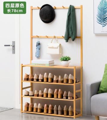 China Multifunctional Multifunctional Shoe Rack With Hook For Hat Bag Health Nanzhu Shoe Cabinet Bamboo Wooden Home Furniture for sale