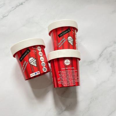 China Youchuang Disposable Eco-friendly Biodegradable Ice Cream Paper Tub With Lid Paper Dessert Cups Ice Cream Yogurt Salad Paper Tubs for sale