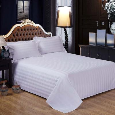 China White Stripe 3cm Stripe 40s Hotel Bed Sheets for sale